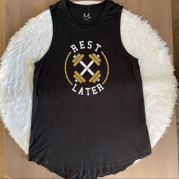 Tops - Add in item only M, L rest later black white and gold sleeveless workout shirt
